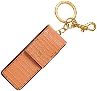 Cockatoo Snap-On Lipstick Holder Keychain, Genuine Leather Lipstick Case with Keychain, Chapstick Holder Keyring (Mock Orange)