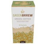 Greenbrrew Natural Instant Coffee Premix | 100% Unroasted Arabica Coffee Beans | Green Coffee Extract ("PL-AAA") + Probiotics | Hot & Cold Coffee | 20 Sachets, 40g