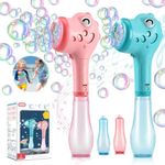 2PCS Automatic Bubble Wands, Dinosaur Shape Bubble Maker Gun with Light & Music, 5000+ Bubbles Per Minute Bubble Machine with Bubble Solution, Party Wedding Birthday for Toddlers Kids