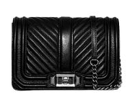 Rebecca Minkoff Women's Chevron Quilted Small Love Crossbody, Black
