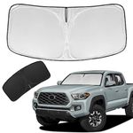 for Toyota Tacoma 2016-2023 Sun Shade Sunshade Windshield Cover - Double Layer Front Window Shade Custom Fit Tacoma 2Dr 4Dr Pickup Sun Visor 210T Retractable Shade Blocks UV Rays Car Accessories