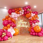 Pink and Orange Balloon Arch Kit, ADOINBY 161Pcs Hot Pink Orange Metallic Gold Latex Balloon Garland kit, 18 12 10 5 Inch Different Size Balloons for Birthday Baby Shower Wedding Party Decorations