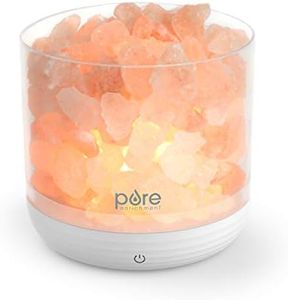 Pure Enrichment PureGlow USB Salt Lamp - Authentic Pink Himalayan Salt Rocks, Light Dimmer with 5 Levels, 2 Bulbs, and USB Power Cable