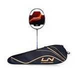 Li-Ning Ignite Series Carbon Fibre Superlite Speed Racket wuth Full Cover (Black/Blue/Old Gold)