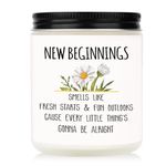 Leebbsin New Beginnings Candle Gift, New Job/Home Gifts, Good Luck Gifts, Leaving Gifts for Colleagues Women Men, Divorce/Inspirational/Motivational Gifts, Handmade Lavender Scented Soy Wax Candle 7oz