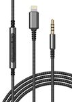 (Apple MFi Certified) Replacement Headphone Cable with iPhone Lightning Connector (3.5mm) Audio Aux Cord with Mic & Volume Control Remote (Compatible with Beats/Sony/Sennheiser and Audio Tech)