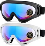 MAMBAOUT 2-Pack Snow Ski Goggles, Snowboard Goggles for Men, Women, Youth, Kids, Boys or Girls