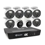 Swann 4K Master Security Camera System, 6 Bullet 2 Dome IP Cameras, 8-Ch NVR with 2TB HDD, Indoor/Outdoor PoE Wired, 24/7 Home Surveillance, Color Night Vision, True Detect, Sensor Spotlights