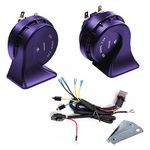 Car Horn 12V,BANHAO Car Horn Motorcycle Horn Loud Truck Horn Air Horn Loud Train Horns kit for Trucks Car (12V, Blue horn with harness)