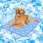 Rywell 【Upgraded】 Extra Large Dog Cooling Mat,110 * 80cm Thicken Self Cooling Mat for Dogs, Arc-Chill Waterproof& Endothermic Color Changing Cooling Pad(Q-Max>0.5), Washable, Safe&Non-Slip(Blue)