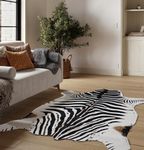 NativeSkins Faux Zebra Rug Large (4.6ft x 6.6ft) - Zebra Print Western Boho Decor - Synthetic, Cruelty-Free Animal Hide Carpet with No-Slip Backing