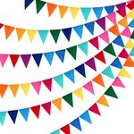 Pop The Party 50Ft Pennant Banner Multicolor Paper Pennant Banners Bunting For Party Festival Decorations 72 Flags (Pack Of 6), 25 Cm