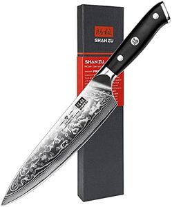 SHAN ZU Chef Knife 8 Inch Japanese Steel Damascus Kitchen Knife, Professional Kitchen Knives Sharp High Carbon Super Steel Kitchen Utility Knife