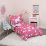 Carter's Rainbow Unicorn 4 Piece Toddler Bedding Set, Pink, Aqua, White - Standard Sized Toddler Crib 28 x 52 inches (6349416)