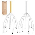 Sancheay Head Massager, Manual Scalp Head Scratcher, Handheld Scalp Massager for Deep Relaxation, Hair Stimulation and Stress Relief (Gold & Silver)