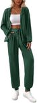 BTFBM Women 2 Piece Outfits 2025 Fall Sweatsuit Sets Zip Up Hoodie Sweatpants Tracksuit Lounge Matching Set(Solid Dark Green,Medium)