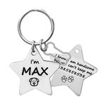 Jypr Customized Pet ID Tag Personalize Black Engraved Name Collar Tag for Your Loving Pet Dog, Cat, Puppy, Horse (Star Shape 2 MM Thick Tag and Tiny Star Charm)