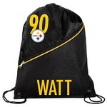 FOCO - NFL High End Diagonal Zippered Drawstring Backpack Gym Bag, T.j. Watt - Pittsburgh Steelers, 18.75" x 14", Backpack