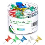 UpdateClassic 60 PCS Gaint Push Pins, 1 Inch, Jumbo Thumb Tacks, Steel Point and Plastic Head, Large Thumbtacks for Bulletin Board Cork Board, Long pushpins for Wall (Colorful)