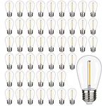 FUTIME 48 Pack S14 LED String Light Bulbs, 1W Shatterproof & Waterproof Outdoor Indoor Replacement Bulbs, E26 Base Edison LED Light Bulbs Warm White 2200K. (S14 48Pack)