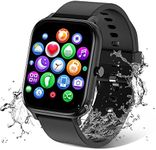 TORJALPH Smart Watch for Men Women Compatible with iPhone Samsung Android Phone 1.69 inch Full Touch Screen IP68 Waterproof Bluetooh Fitness Tracker Heart Rate / Sleep Monitor, Black