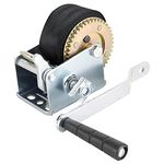 FreeTec 6m 600lbs Hand Winch, Manual Boat Trailer Winch with Brake, Heavy Duty Hand Winch Polyester Strap Recovery Ratchet Winch for Boat (Black)