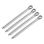 sourcing map Split Cotter Pin - 5mm x 70mm 304 Stainless Steel 2-Prongs Silver Tone Fastener Clip Key 4Pcs