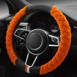 Cxtiy Universal Car Steering Wheel Cover Fluffy Winter Plush Steering Wheel Cover (A-Orange)