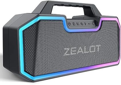 Zealot Altavoz Bluetooth Grande con Luz LED 60W de Potencia con Super Bass, Altavoces Inalámbricos 14400mah Batería Power Bank, Autonomía de 40 Horas, Bluetooth 5.0 y IP67 Impermeable, Negro