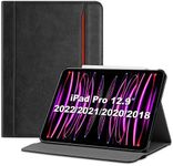 ProCase iPad Pro 12.9 inch Case 2022 2021 2020 2018, Leather Stand Folio Protective Cover Case with Pencil Holder for iPad Pro 12.9" 6th Gen 2022 / 5th Gen 2021 / 4th Gen 2020 / 3rd Gen 2018 -Black