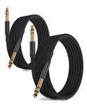 RUXELY 6.35mm TRS Instrument Cable 3M 2-Pack,Straight 1/4 Inch Male Jack Stereo Audio Interconnect Cord,6.35 Balanced Lead Line for Electric Guitar,Bass,Keyboard,Mixer,Amplifier,Amp,Speaker,Equalizer