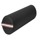 Master Massage 6 Inch Massage Bolster, 3/4 Round Pillow Cushion, Durable Spa Couch Pillow with 100% PU Upholstery, Strap (Black, 6‘’ Full Round)