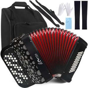 62 Keys 60 Bass Accordion, Button Accordions Educational Musical Instrument Suitable for Adult Beginners and Students, with Thicker Case and Accordion Shoulder Strap Acordeón Acordeones Para Adultos
