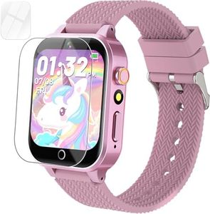 Kids Smart Watch with 2 Screen Protectors, 1.5'' Touch Screen, 26 Games, Audiobook, Learn Card, HD Camera, Video, Pedometer, Alarm Clock - Educational Wristwatch Learning Toy Fun for Birthday Gifts