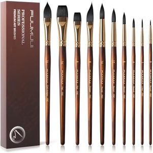 Watercolor Brushes Professional, Fuumuui 10Pcs Synthetic Squirrel Hair Water Color Paint Brush Set for Artists - Flat, Round Pointed, Dagger, Cats Tongue Oval Wash for Watercolor Gouache Inks Painting