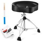 Vangoa Heavy Duty Drum Throne, Height Adjustable Motorcycle Style Drum Seat Stool with Upgraded Materials, Rotatable Swivel Padded Double-Braced Drummer Seat Chair for Adults with Anti-Slip Feet