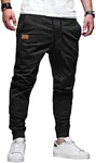 Meilicloth Joggers for Men Casual Mens Work Trousers Cotton Cargo Jogging Tracksuit Bottoms Drawstring Outdoor Sweatpants Black