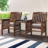 ALFORDSON Outdoor Loveseat & Table Set Durable Fir Wood Twin Integrated Armchairs,Wooden Garden Bench Furniture Set with Solid Construction Double-Deck Coffee Table Charcoal