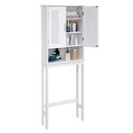 VASAGLE Bathroom Space Saver Cabinet, Over-The-Toilet Storage Unit, 4-Tier Adjustable Shelf Organizer, Adjustable Bottom Bar, White UBBC10WT