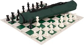 Quiver Chess Set Combination - Triple Weighted - by US Chess Federation (Forest Green)