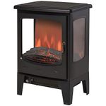 HOMCOM 900W/1800W Freestanding Electric Fireplace Room Heater w/Adjustable Artificial Flame Tempered Glass Safe Home Warmth Retro Faux Fire