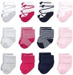 Luvable Friends Unisex Baby Newborn and Baby Terry Socks, Stripe Ballet 12-pack, 0-6 Months