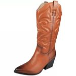 LoudLook Womens Mid Calf Boots | Ladies Cowboy Shoes | Womens Zip Boots | Ladies Travel Shoes | Womens Winter Boots | Ladies Western Shoes | Womens Faux Leather Boots Size Camel 7