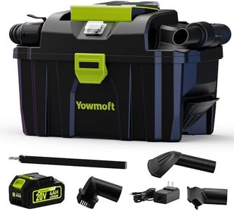 YOWMOFT 20V Cordless Shop Vac, 2.5 Gallon Shop Vacuum with 4.0Ah Battery and Charger, Portable Shop Vacuum with HEPA Filter, Small Shop Vac for Home, Car, Garage, Workshop