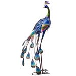 TERESA'S COLLECTIONS Garden Ornaments Outdoor for Garden, Large Standing Metal Peacock Garden Statues Sculptures, Garden Decorations Lawn Yard, 35inch Tall