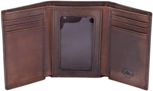 Stealth Mode Trifold Leather Wallet for Men with RFID Blocking (Brown)