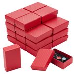 BENECREAT 24 Pack Jewelry Gifts Boxes 3x2 Inch Rectangle Cardboard Earring Necklace Storage Boxes with Velvet Sponge for Ring, Weddings, Birthdays (Red)