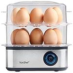 VonShef 3 in 1 Egg Boiler, Poacher and Omelette Maker Electric - Multifunctional, Extra Large Capacity for 16 Eggs, Poaching and Omelette Bowl Included & Automatic Switch Off – Stainless Steel 500W