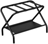 Smart FENDEE Luggage Rack, Suitcase Stand Folding with Storage Shelf, Steel Luggage Stand for Guest Room Essential, Bedroom, Hotel, Airbnb, Black