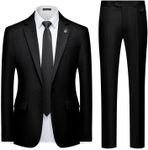 MAGE MALE Mens 2 Piece Suit Slim Fit Solid Wedding Prom Tuxedo Suit with One Button Notch Lapel Blazer and Pants, Black, Medium